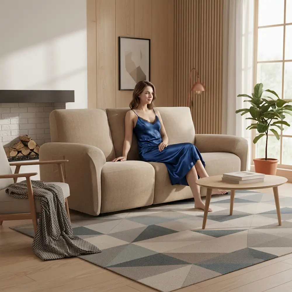 Housse fauteuil de canapé inclinable en chenille à motif en herringbone avec élastique et couverture complète - Image 11