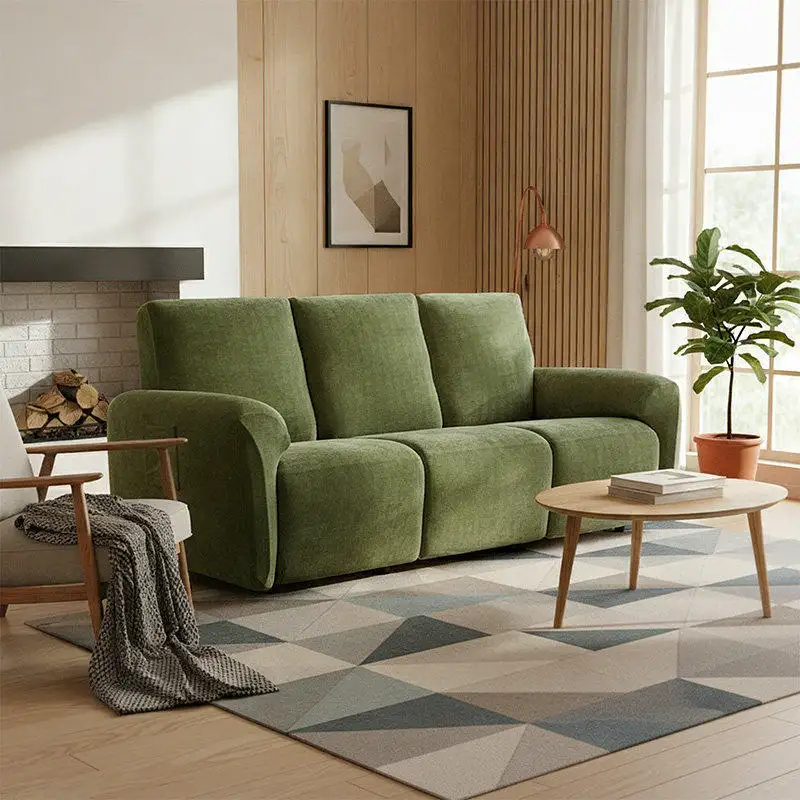 Housse fauteuil de canapé inclinable en chenille à motif en herringbone avec élastique et couverture complète - Image 4