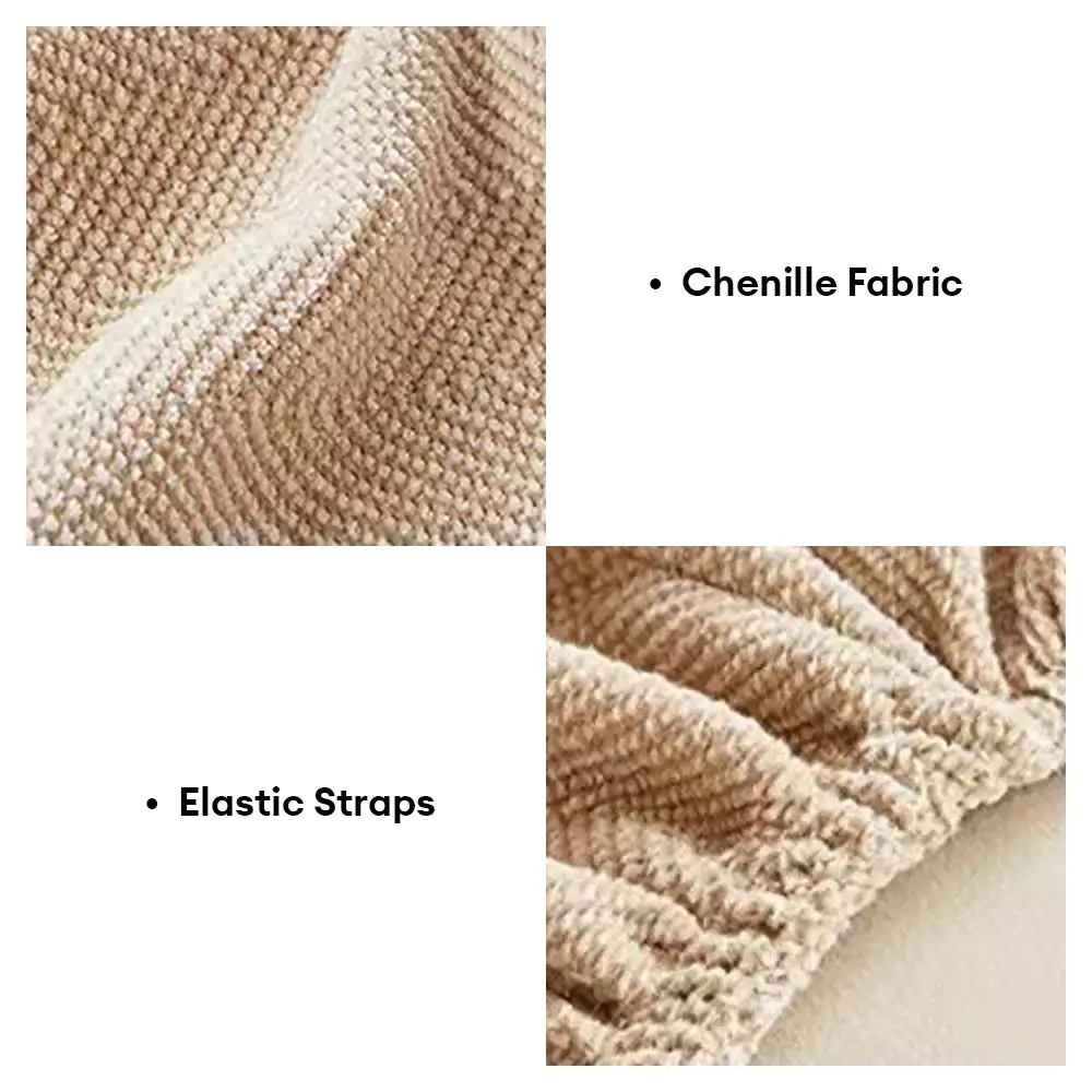 Housse fauteuil de canapé inclinable en chenille à motif en herringbone avec élastique et couverture complète - Image 6