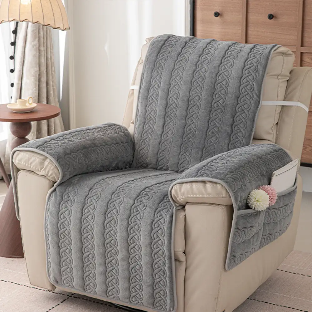 Housse fauteuil de canapé inclinable toutes saisons, résistante aux rayures, antidérapante, avec des sangles élastiques. - Image 3