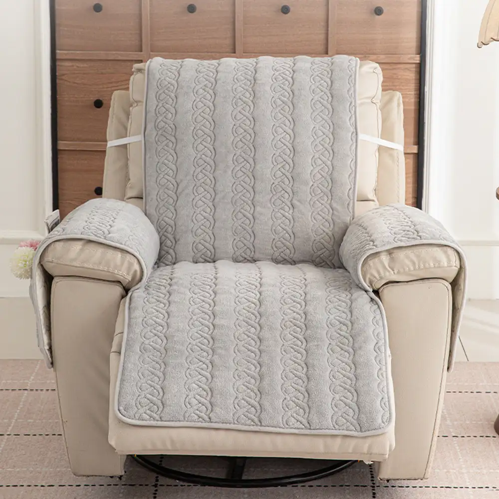 Housse fauteuil de canapé inclinable toutes saisons, résistante aux rayures, antidérapante, avec des sangles élastiques. - Image 7