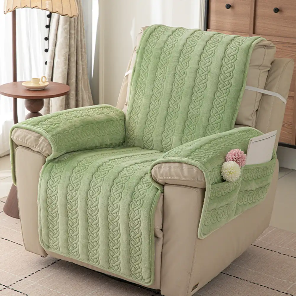 Housse fauteuil de canapé inclinable toutes saisons, résistante aux rayures, antidérapante, avec des sangles élastiques. - Image 9