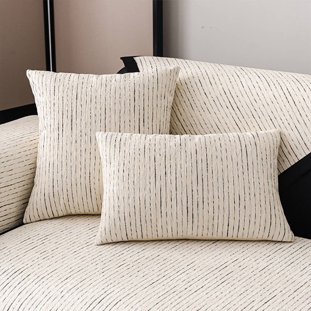 Housse de canapé rayée en chenille moderne - Image 7