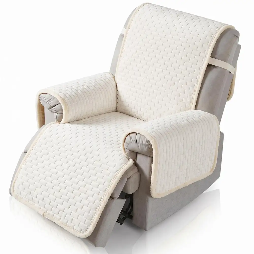 Housse de fauteuil de Canapé inclinable en peluche résistante aux rayures avec sangles élastiques - Image 15