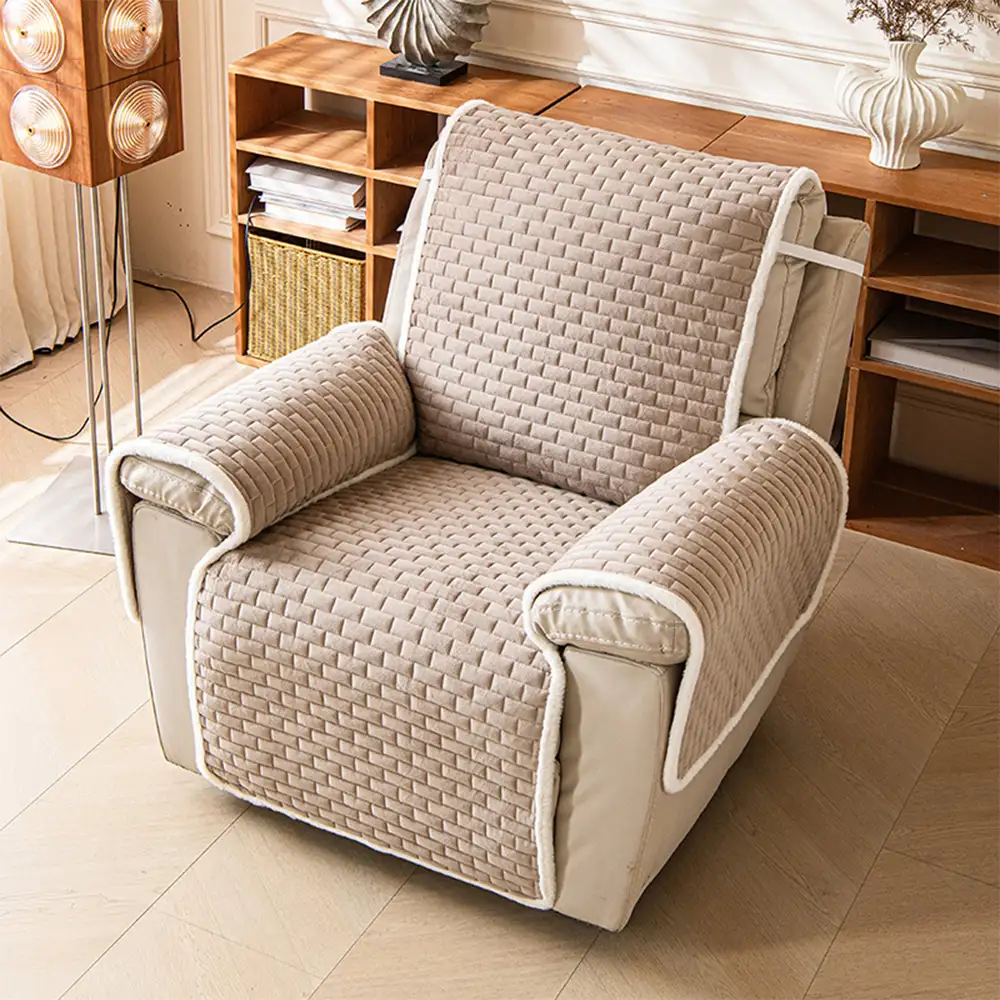 Housse de fauteuil de Canapé inclinable en peluche résistante aux rayures avec sangles élastiques - Image 8