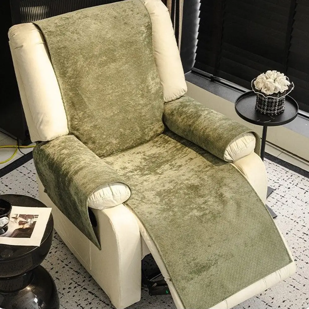Housse de fauteuil de canapé inclinable en une pièce en polaire anti-dérapante. - Image 3