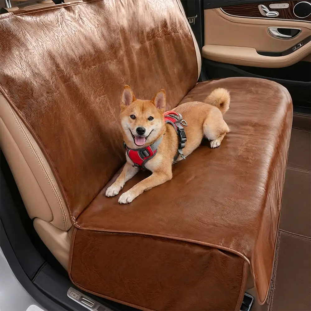 Housse de siège de voiture en faux cuir pour animaux de compagnie - Imperméable et résistant aux taches