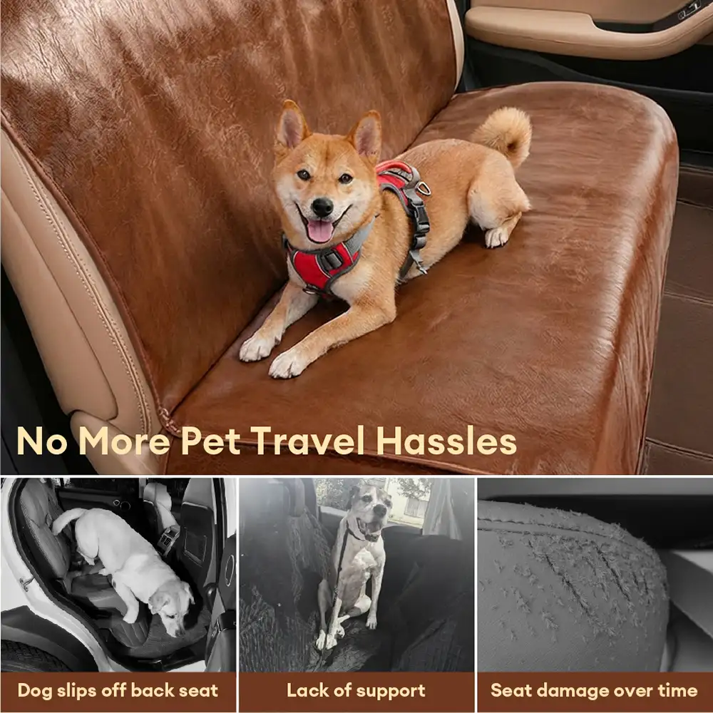 Housse de siège de voiture en faux cuir pour animaux de compagnie - Imperméable et résistant aux taches - Image 3