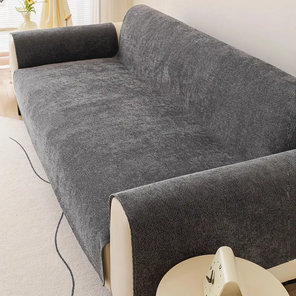Housse de canapé 3 places en chenille résistant aux rayures, durable, déperlant et antidérapant. - Image 12