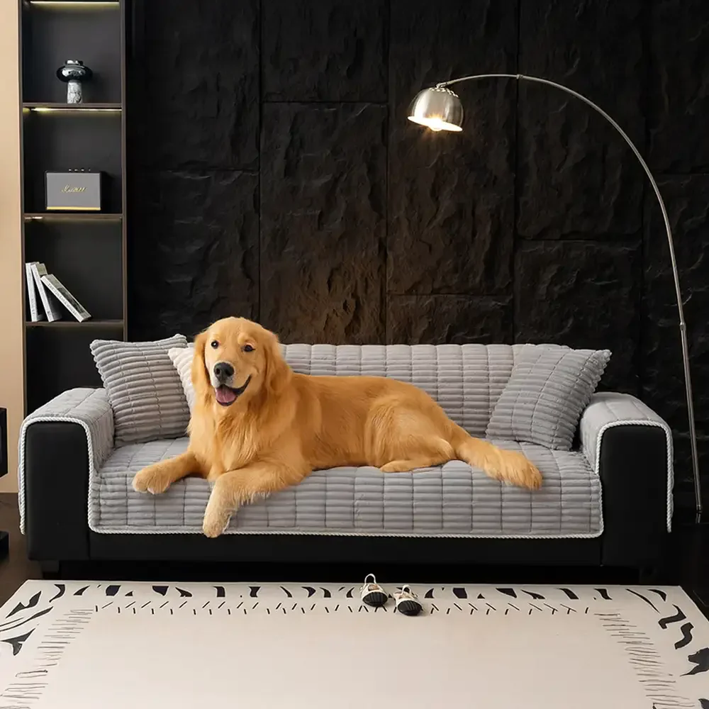 Housse fauteuil de canapé en flanelle douillette une pièce protection antidérapante - Image 12