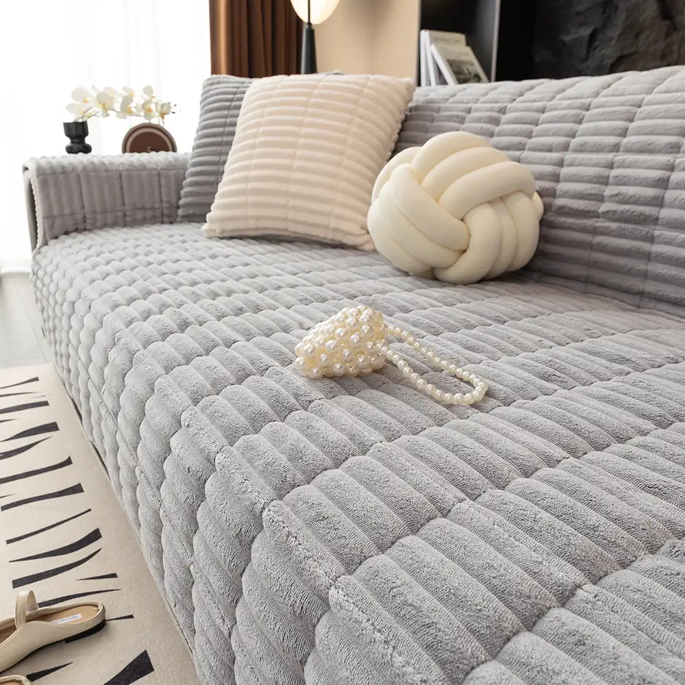 Housse fauteuil de canapé en flanelle douillette une pièce protection antidérapante - Image 14