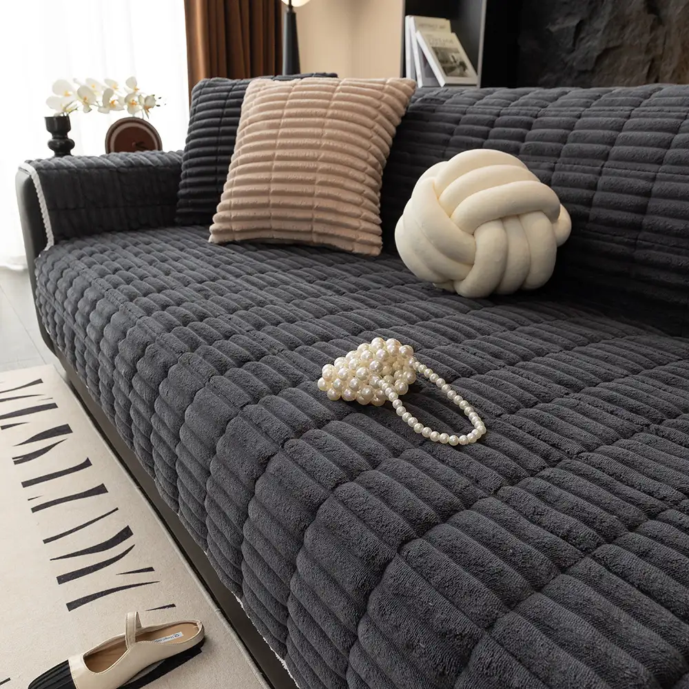 Housse fauteuil de canapé en flanelle douillette une pièce protection antidérapante - Image 16