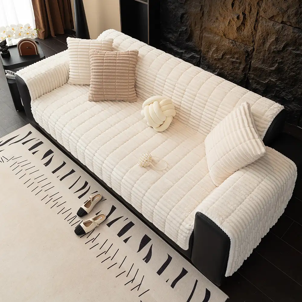 Housse fauteuil de canapé en flanelle douillette une pièce protection antidérapante - Image 21