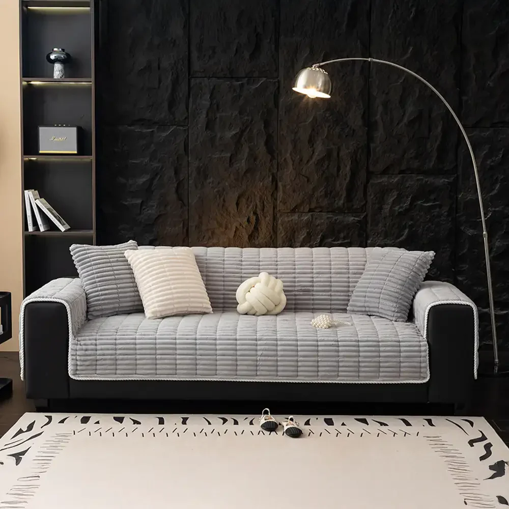 Housse fauteuil de canapé en flanelle douillette une pièce protection antidérapante - Image 22