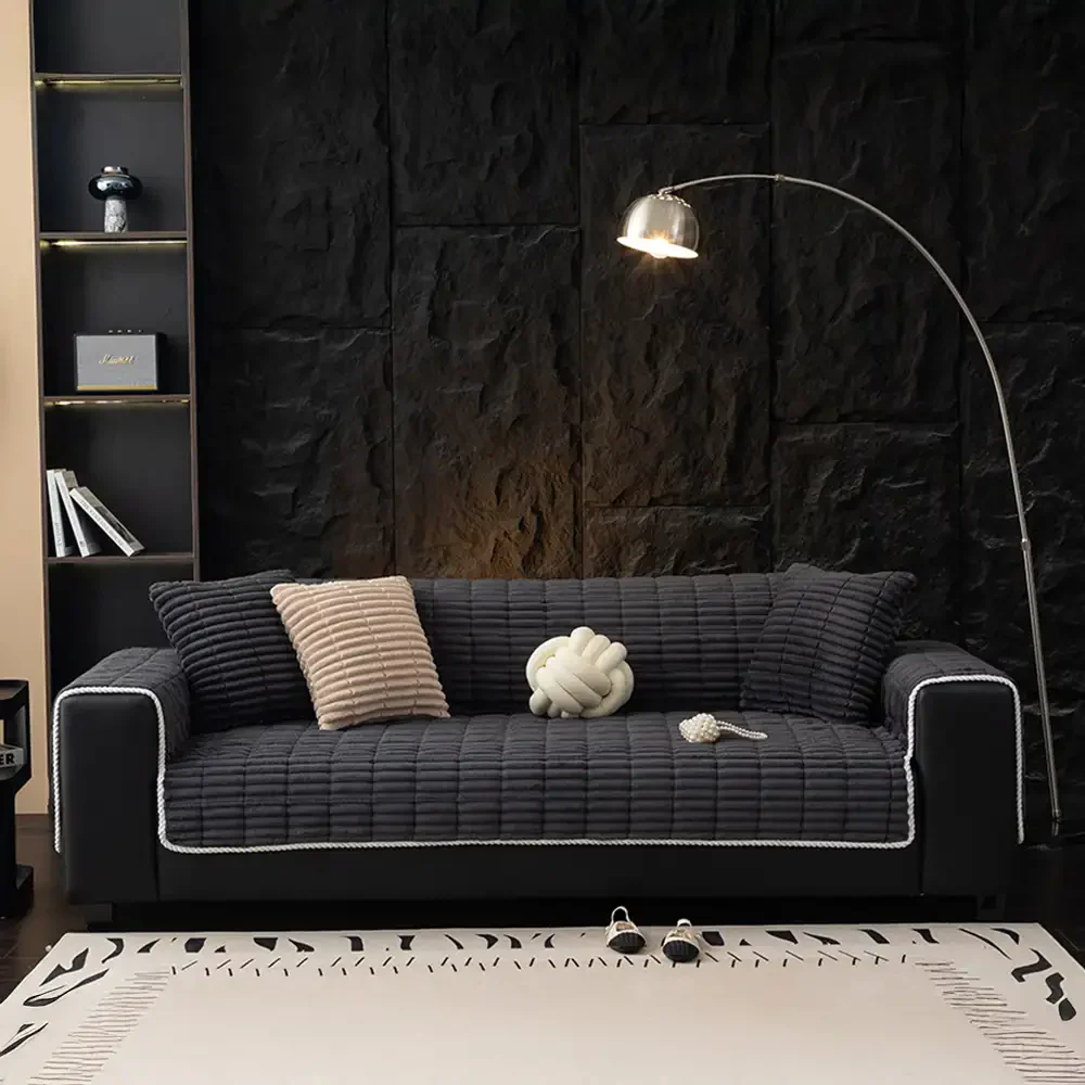 Housse fauteuil de canapé en flanelle douillette une pièce protection antidérapante - Image 23