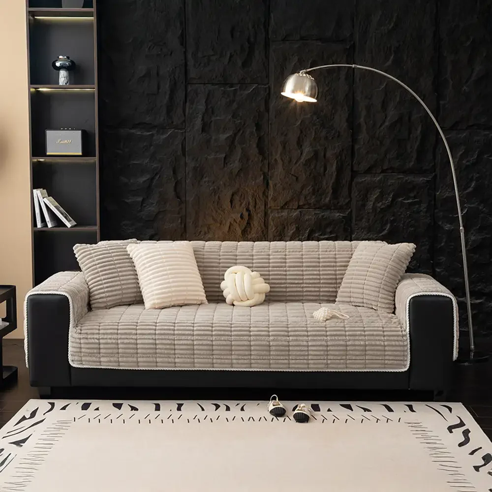Housse fauteuil de canapé en flanelle douillette une pièce protection antidérapante - Image 24