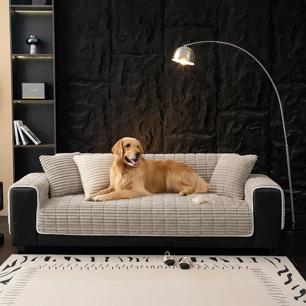 Housse fauteuil de canapé en flanelle douillette une pièce protection antidérapante - Image 5