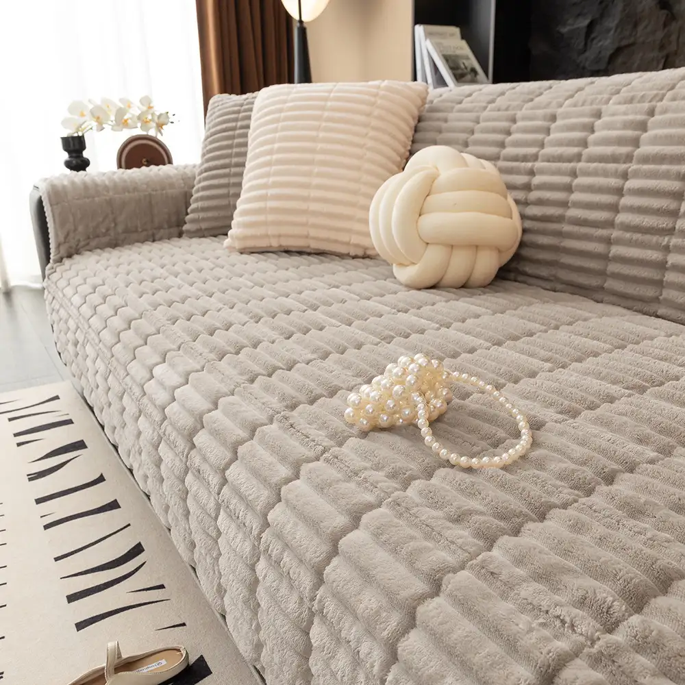 Housse fauteuil de canapé en flanelle douillette une pièce protection antidérapante - Image 6