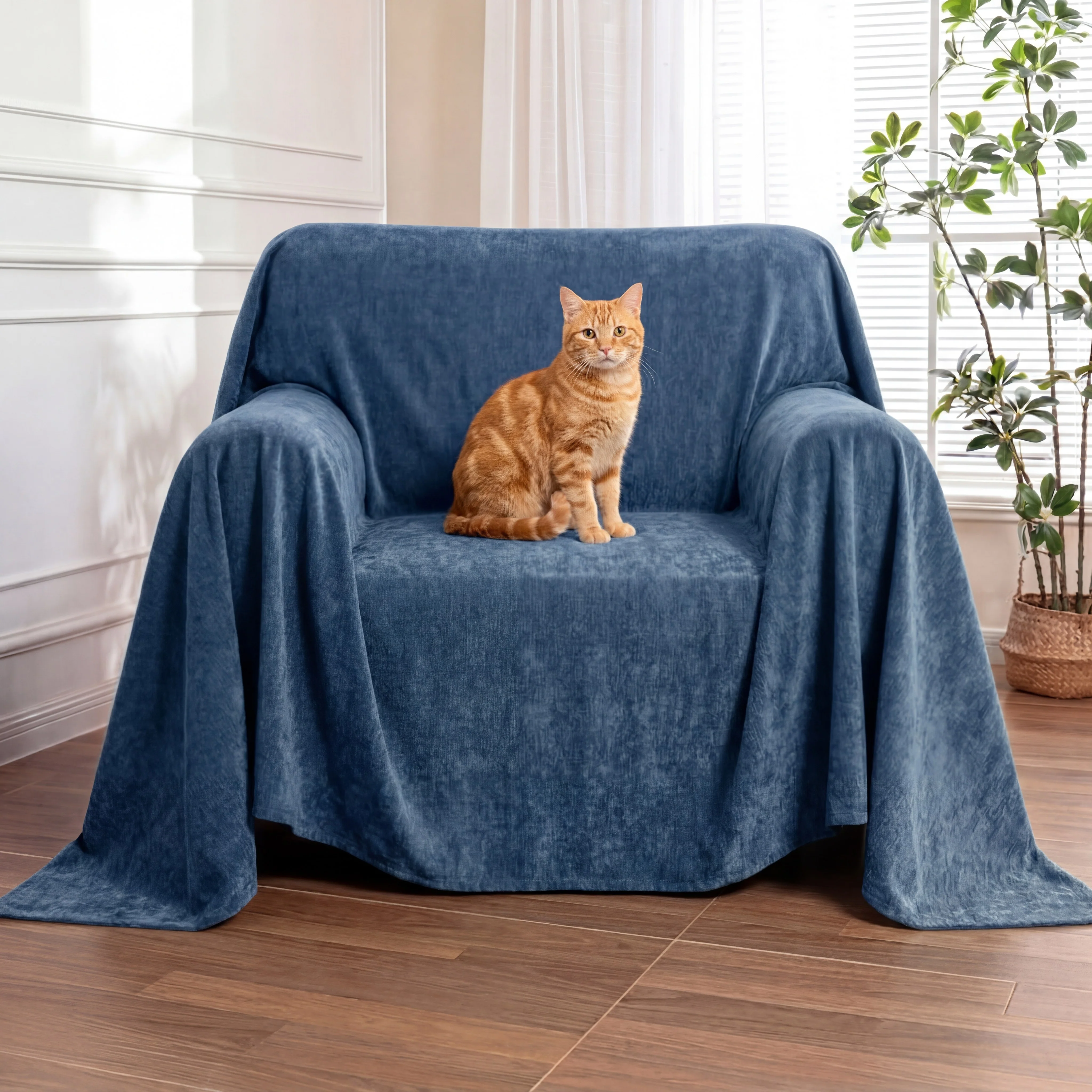 Jeté de canapé Housse de fauteuil, canapé imperméable résistante aux rayures et sans peluches - Image 19