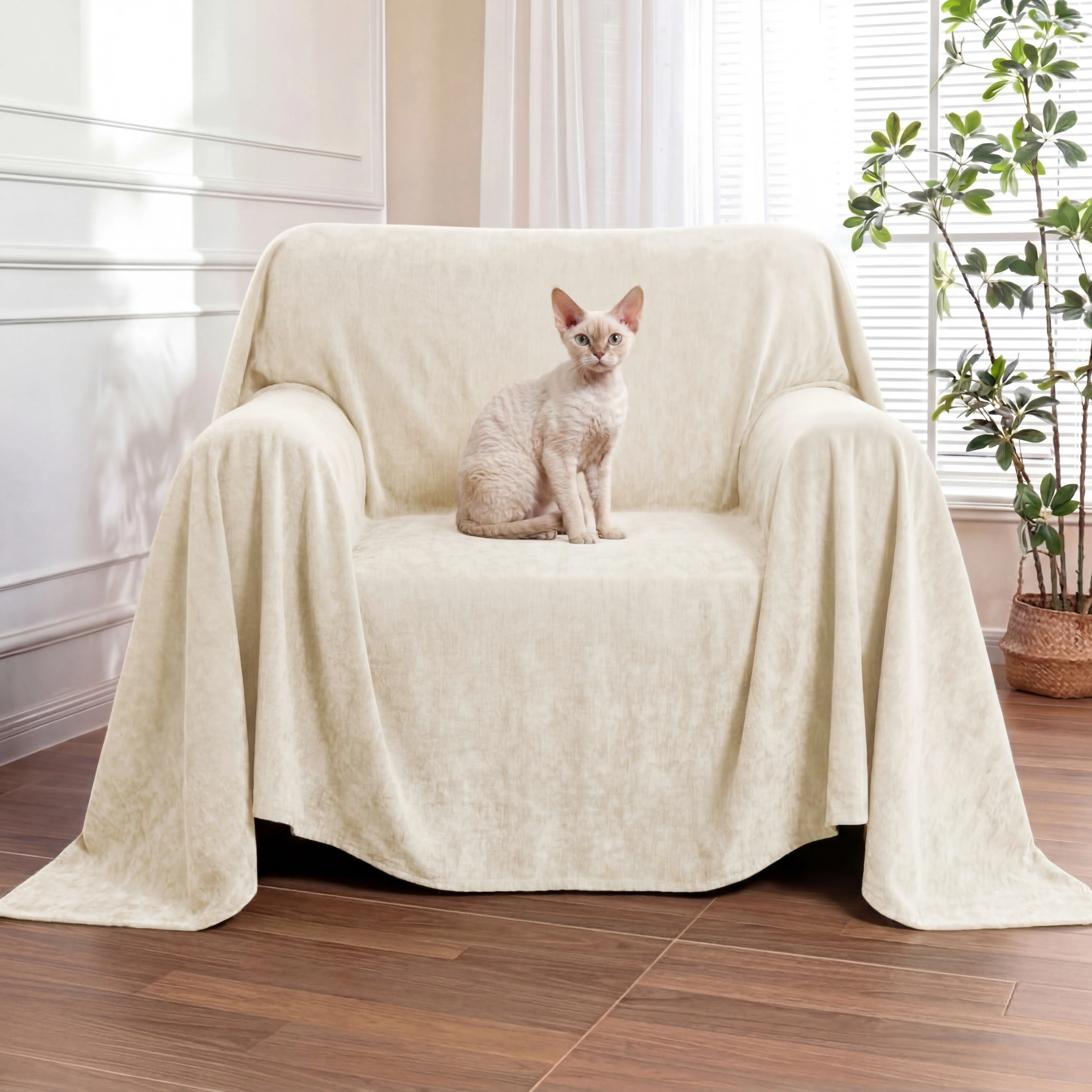 Jeté de canapé Housse de fauteuil, canapé imperméable résistante aux rayures et sans peluches - Image 7