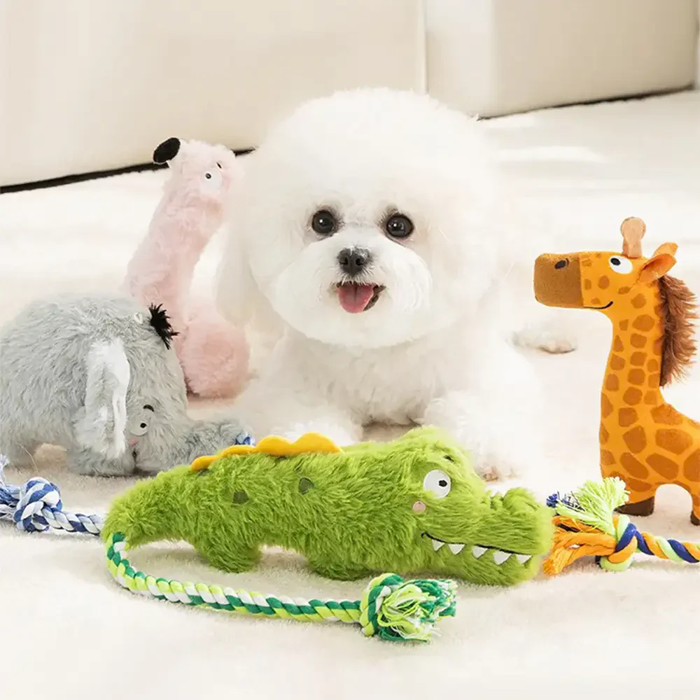 Jouet en peluche cranté pour chien de la série Animal, idéal pour la dentition. - Image 2