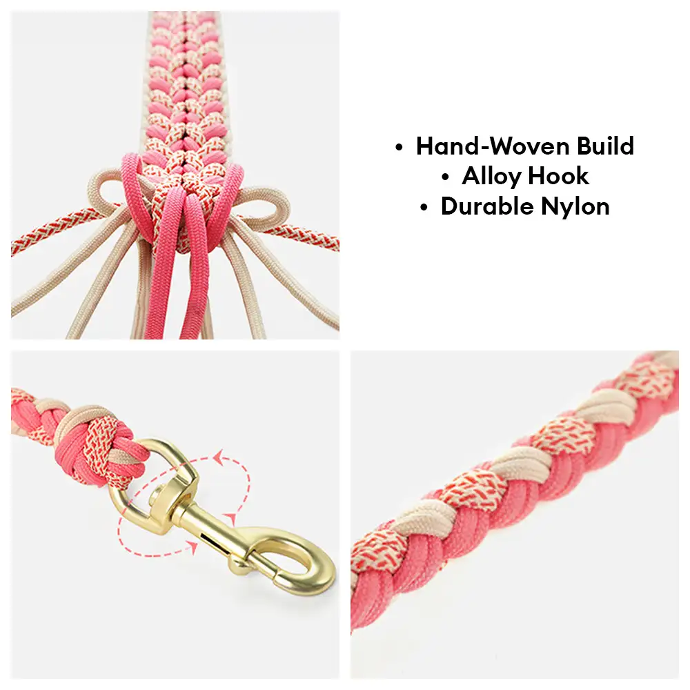 La laisse pour chien en nylon tissée à la main et de qualité supérieure pour chiens de taille moyenne et grande. - Image 5