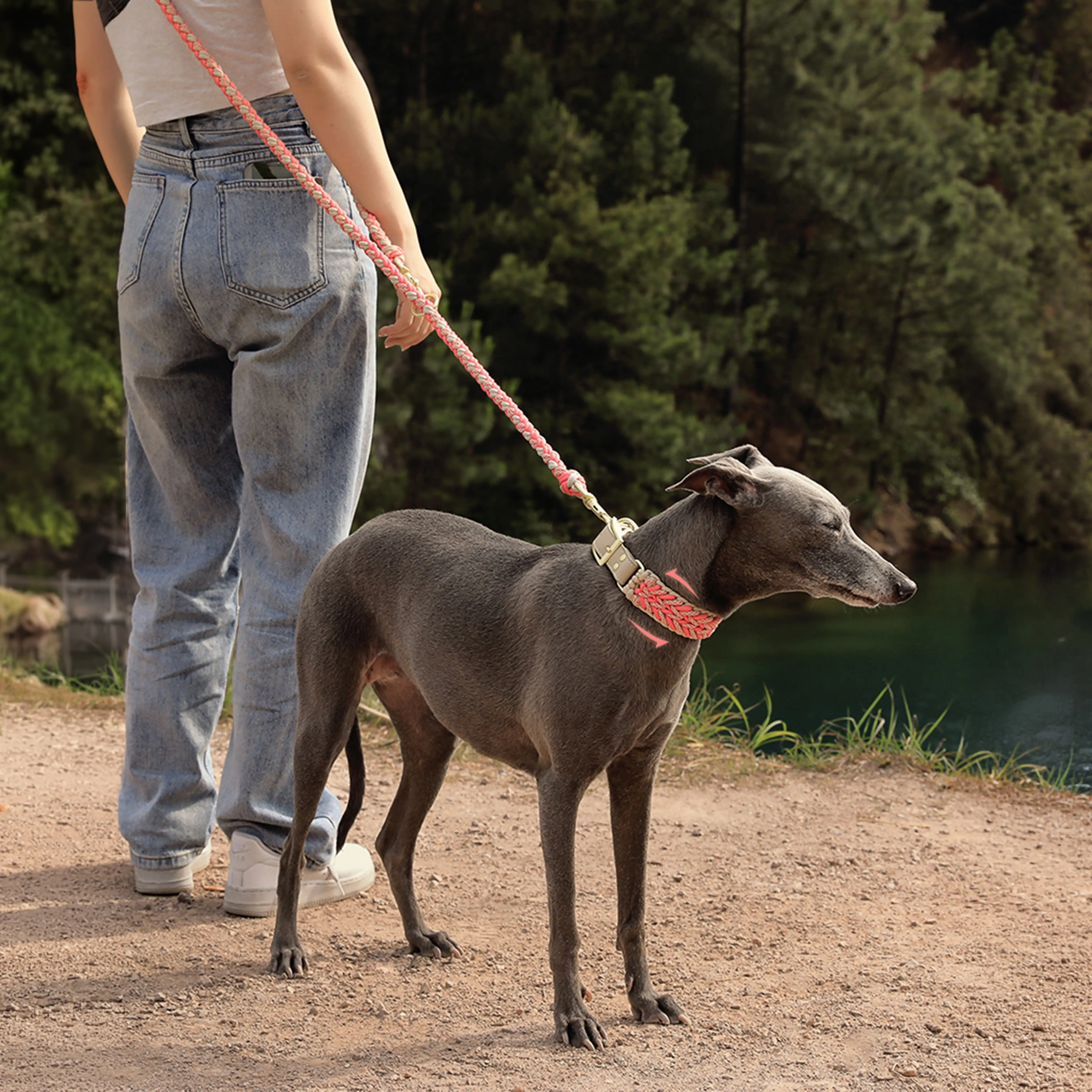 La laisse pour chien en nylon tissée à la main et de qualité supérieure pour chiens de taille moyenne et grande. - Image 9