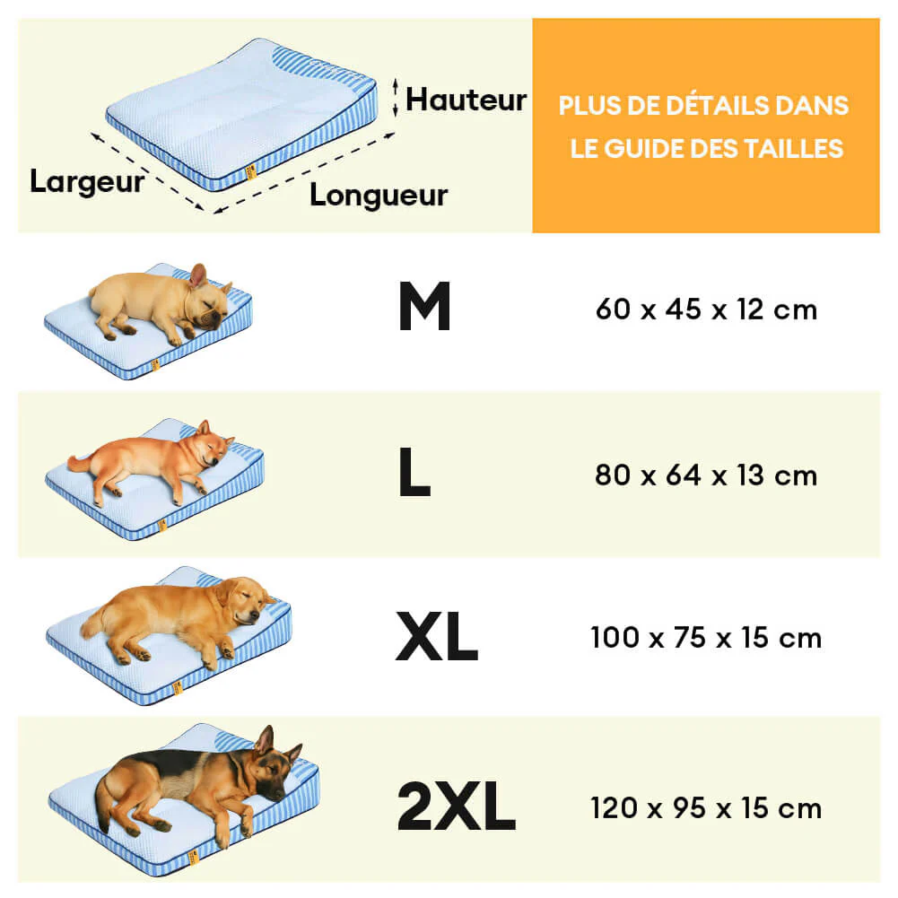 Lit orthopédique pour chien rectangulaire extra large lavable - Sieste rafraîchissante - Image 7