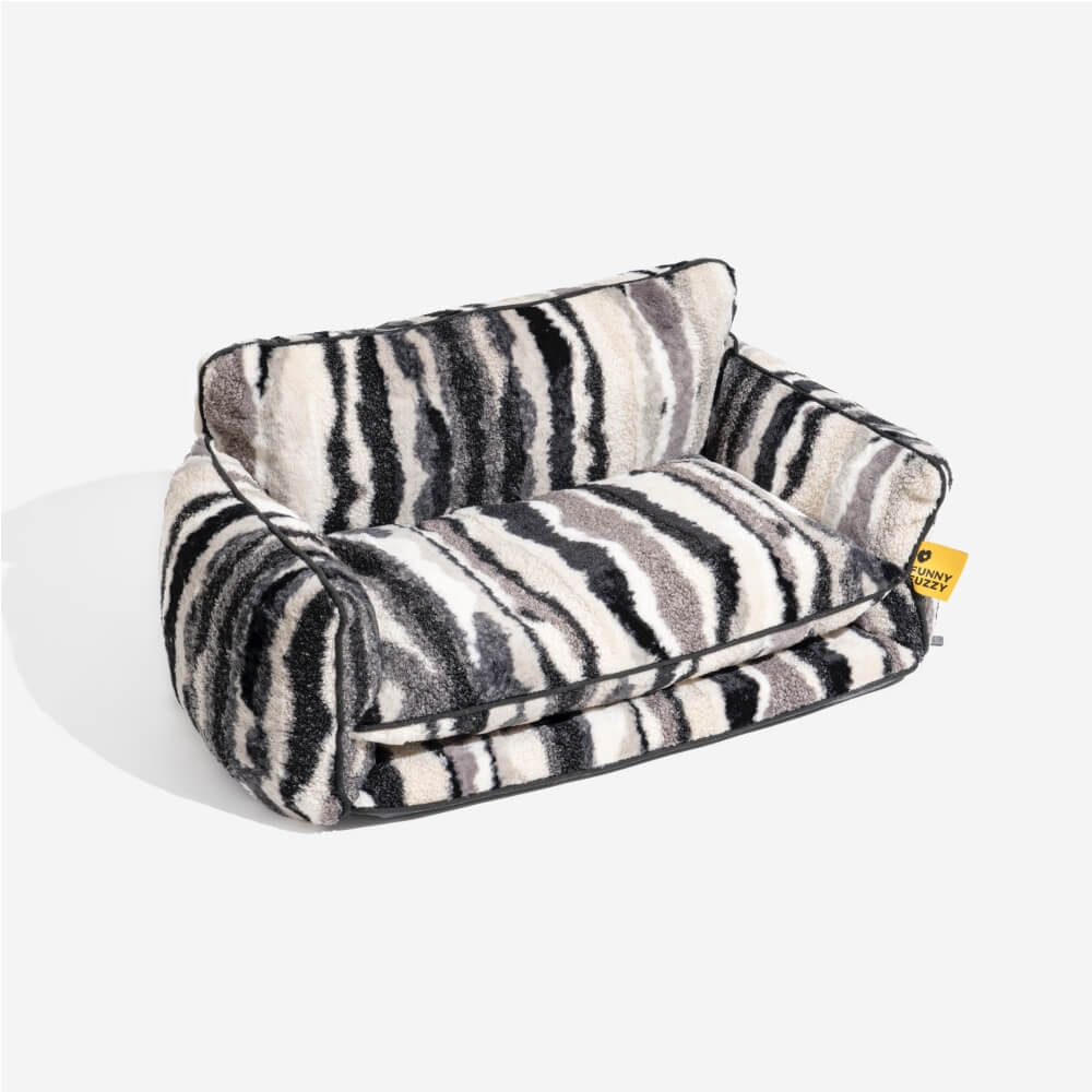 Lit pour chien et chat en faux lambswool à rayures tendance à double couche - Extérieur - Image 20