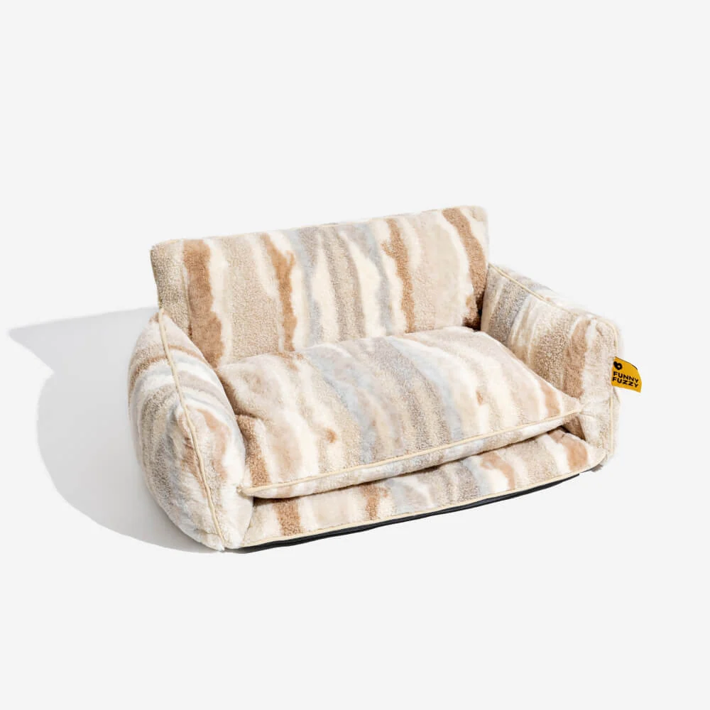 Lit pour chien et chat en faux lambswool à rayures tendance à double couche - Extérieur - Image 21