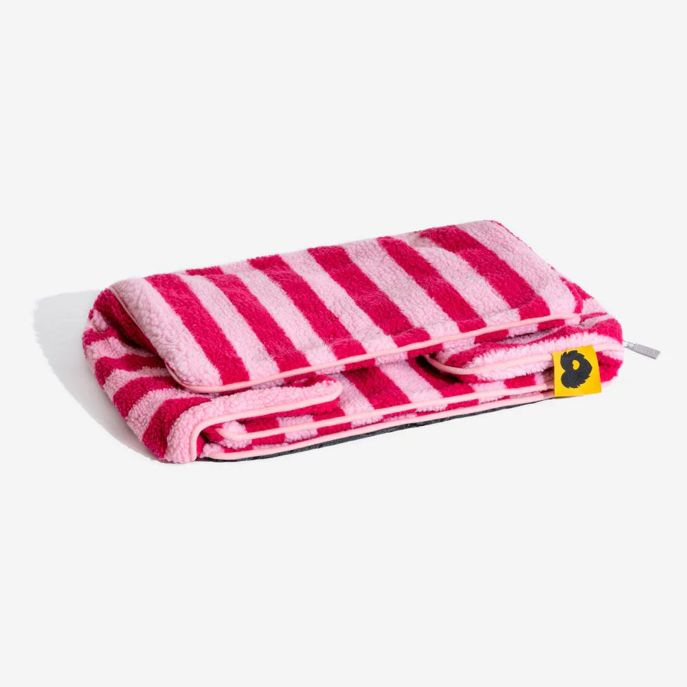 Lit pour chien et chat en faux lambswool à rayures tendance à double couche - Extérieur - Image 23