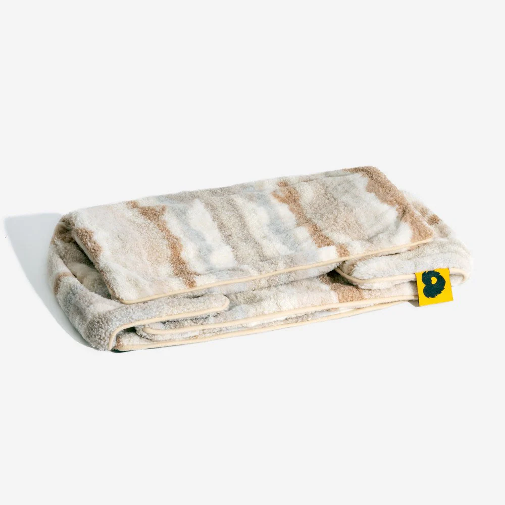 Lit pour chien et chat en faux lambswool à rayures tendance à double couche - Extérieur - Image 27