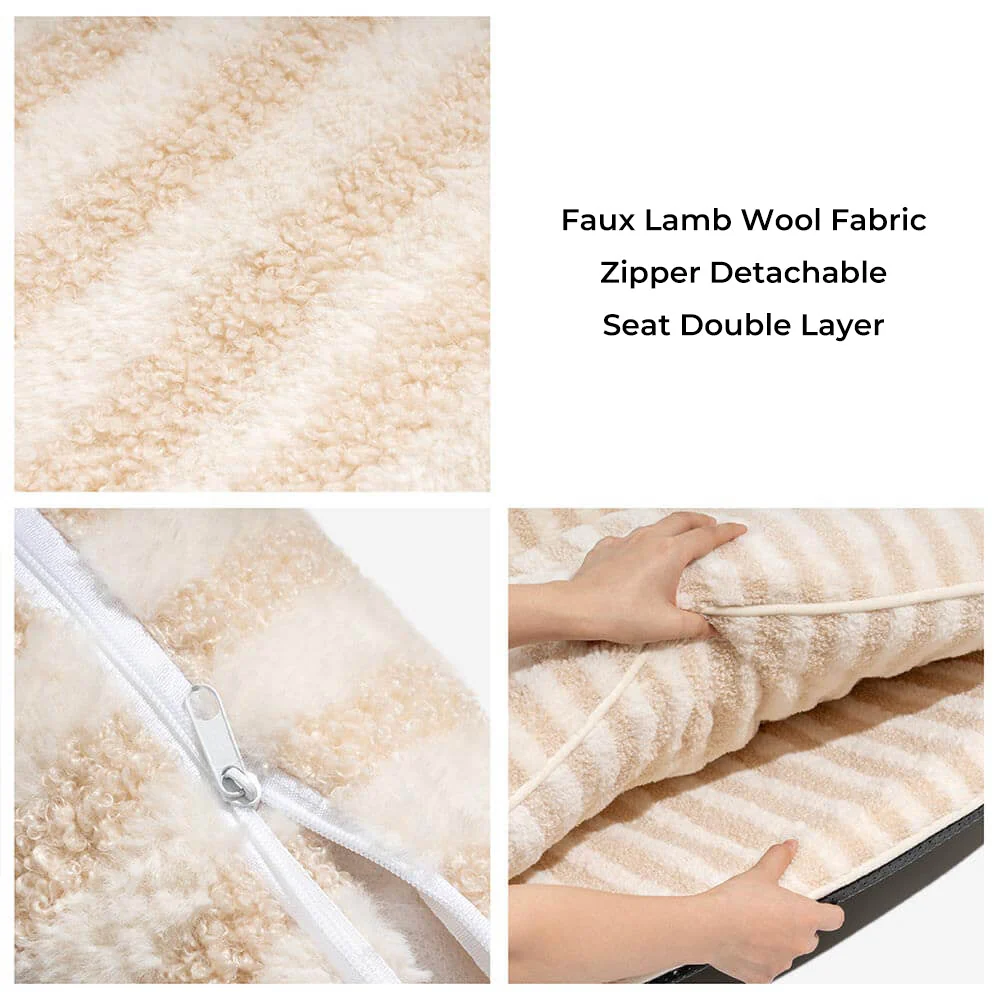 Lit pour chien et chat en faux lambswool à rayures tendance à double couche - Extérieur - Image 9