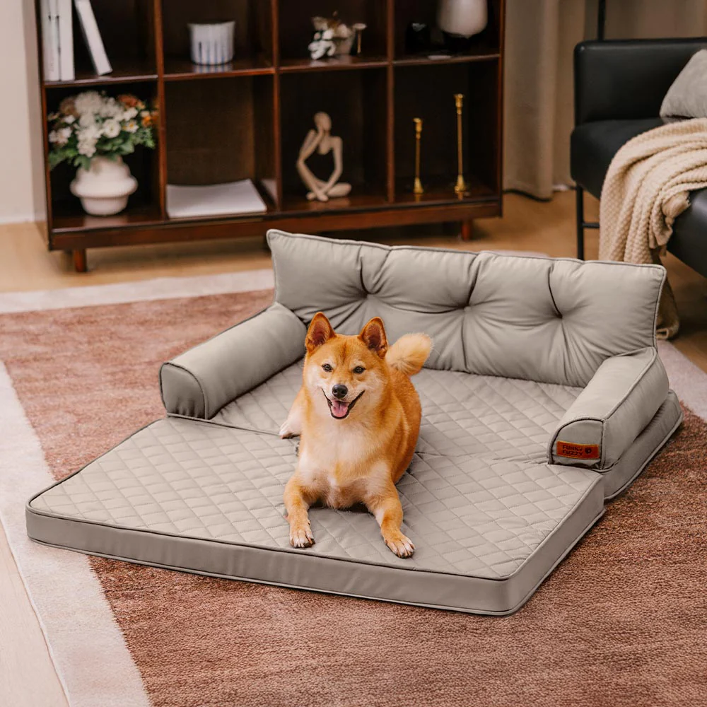 Luxe lit pour chien orthopédique grand en cuir synthétique pliable - Extérieur - Image 11
