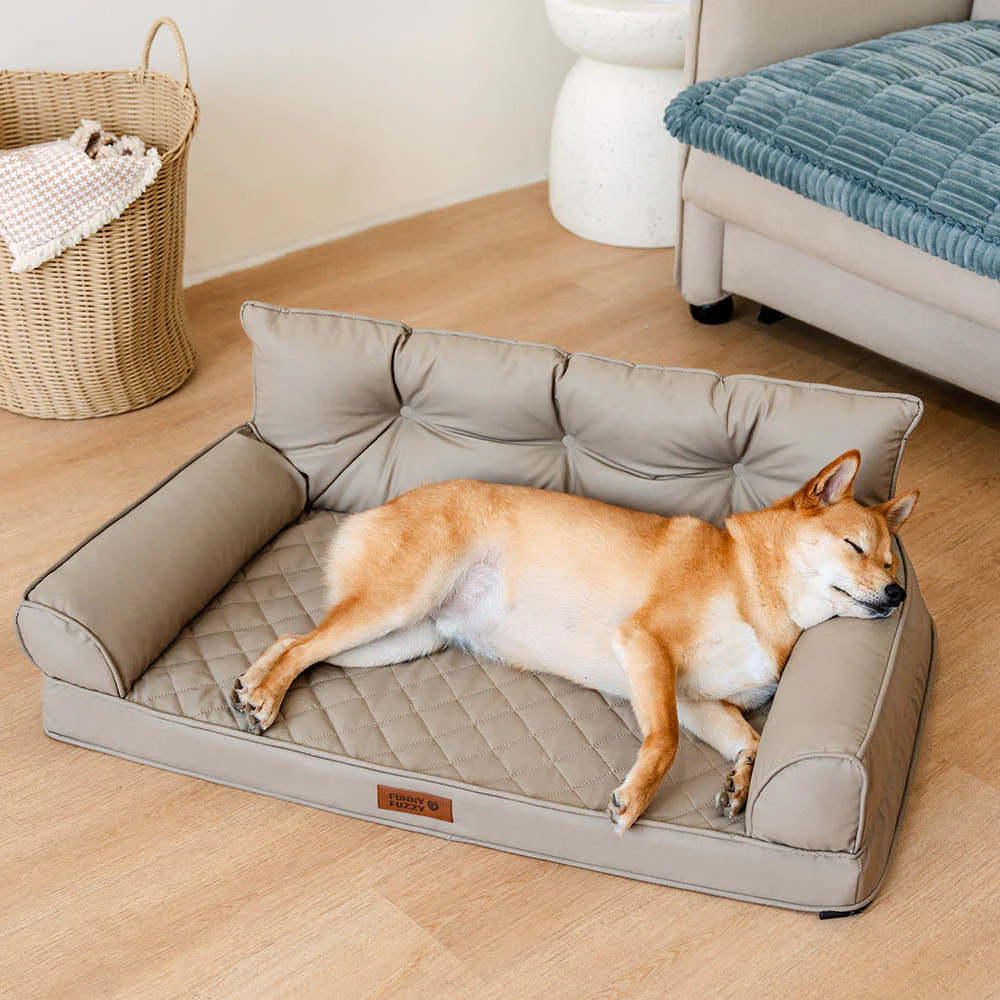 Luxe lit pour chien orthopédique grand en cuir synthétique pliable - Extérieur - Image 12