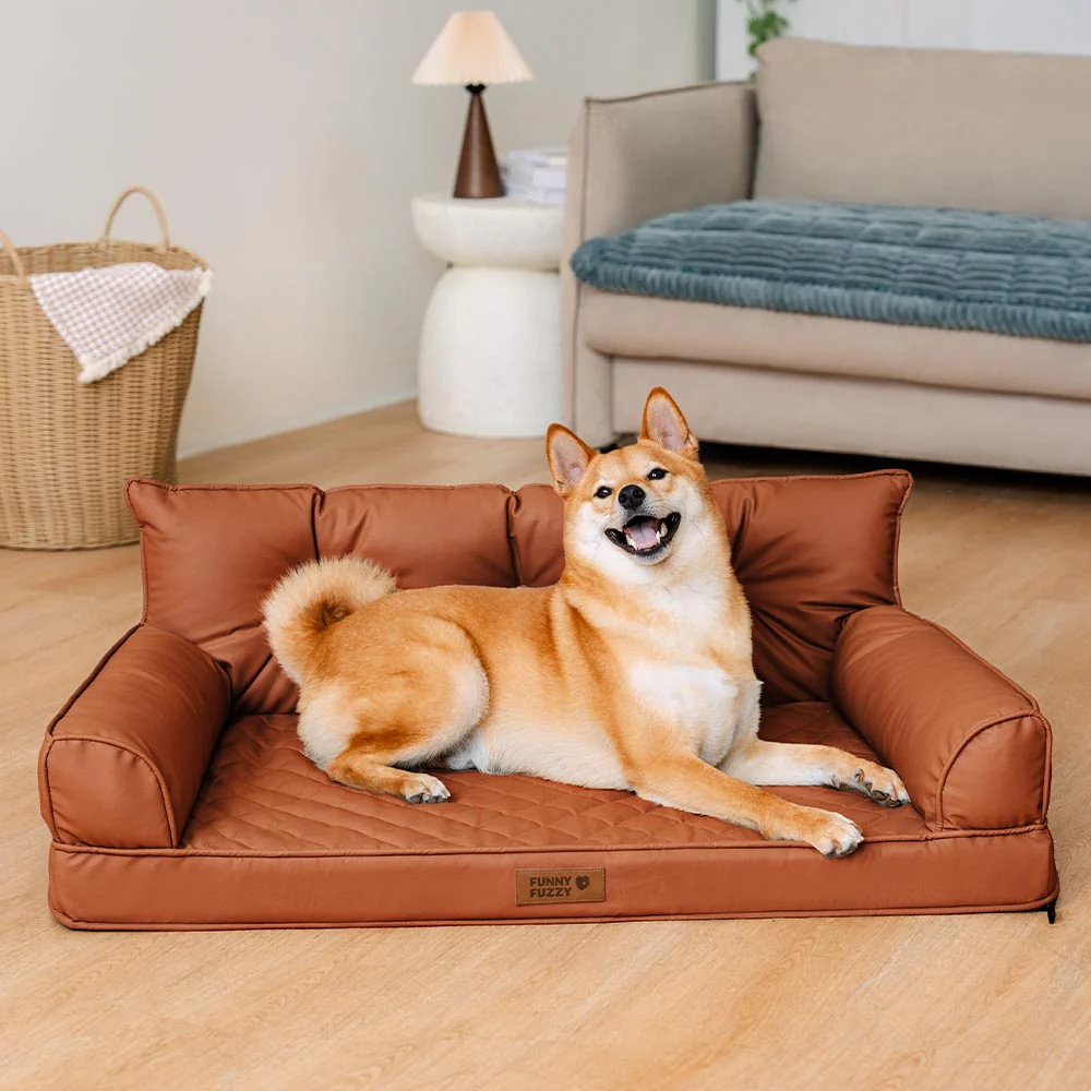Luxe lit pour chien orthopédique grand en cuir synthétique pliable - Extérieur - Image 14
