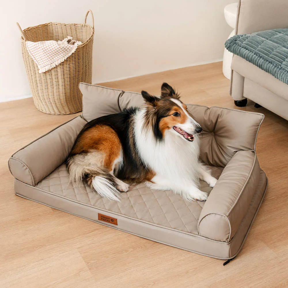Luxe lit pour chien orthopédique grand en cuir synthétique pliable - Extérieur - Image 15
