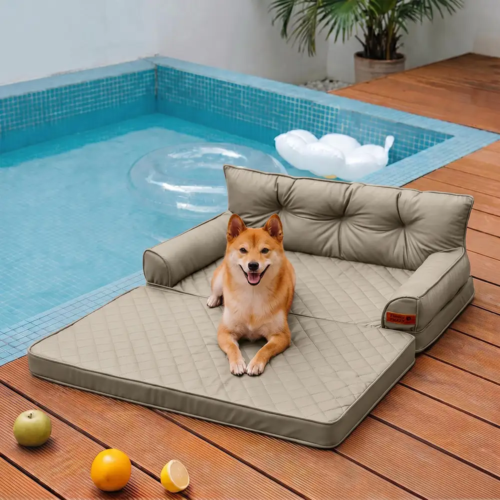 Luxe lit pour chien orthopédique grand en cuir synthétique pliable - Extérieur - Image 31