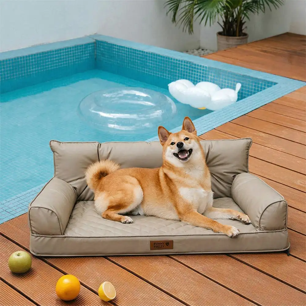 Luxe lit pour chien orthopédique grand en cuir synthétique pliable - Extérieur - Image 34