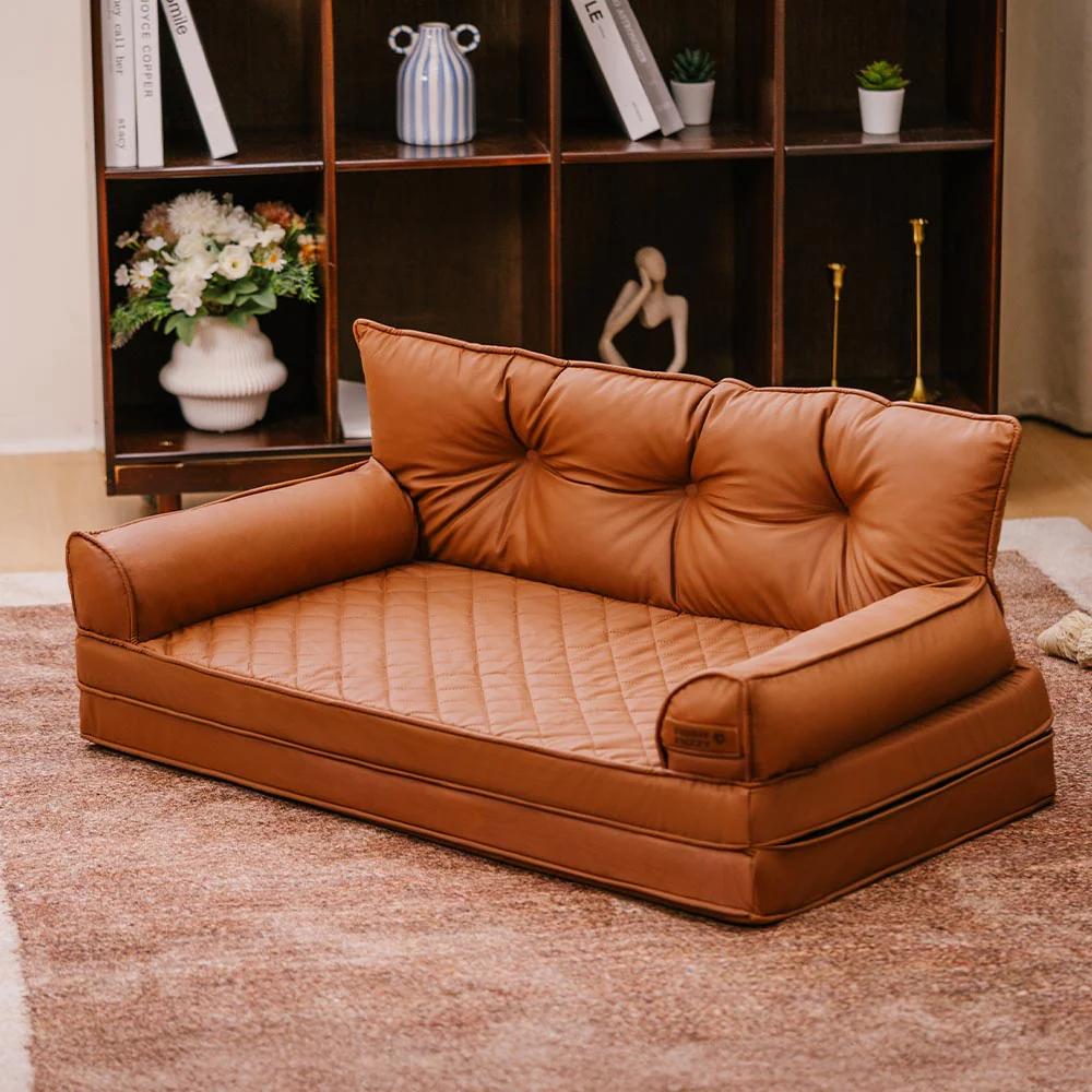 Luxe lit pour chien orthopédique grand en cuir synthétique pliable - Extérieur - Image 9