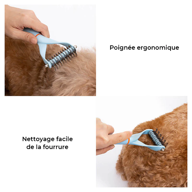 Peigne démêlant sécuritaire pour animaux - Lames double face - Image 5