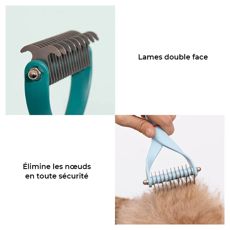Peigne démêlant sécuritaire pour animaux - Lames double face - Image 6