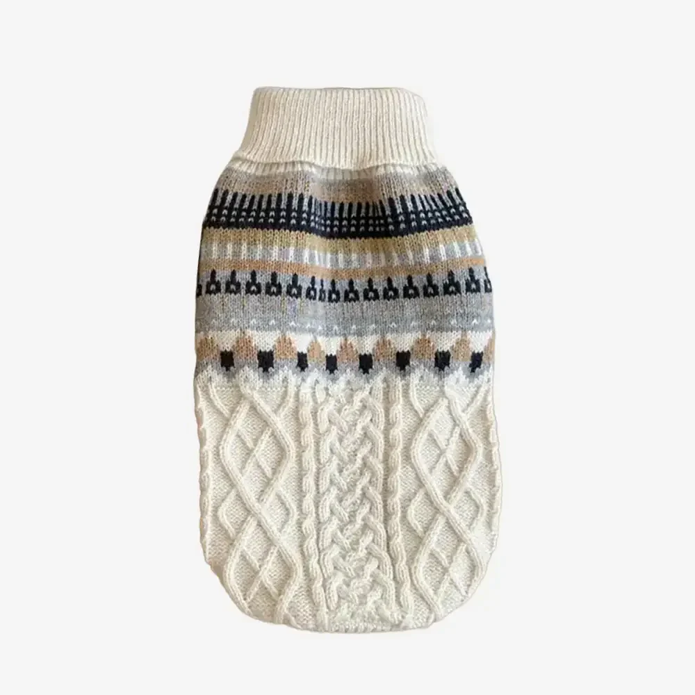 Pull en lin tricoté avec motif Fair Isle et col classique pour chien - Image 10