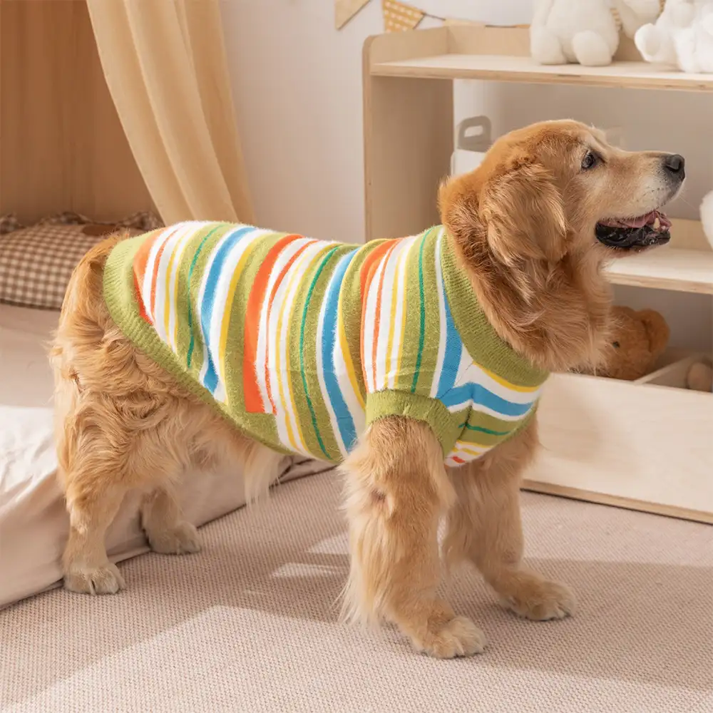 Pull pour chien à rayures bicolores - Convient aux grands chiens - Image 10