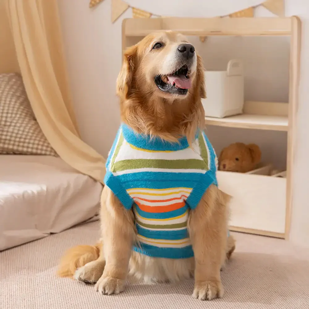 Pull pour chien à rayures bicolores - Convient aux grands chiens - Image 4