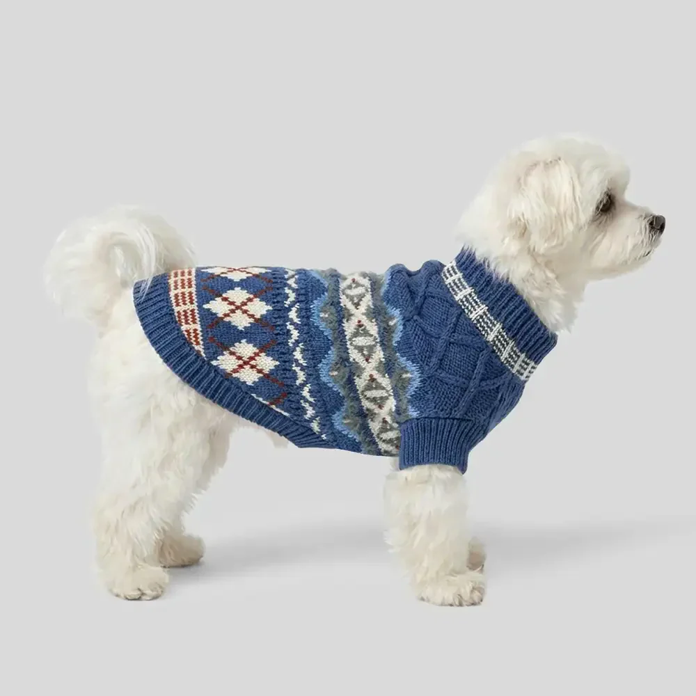 Pull pour chien en diamant Fair Isle tricoté - Image 2