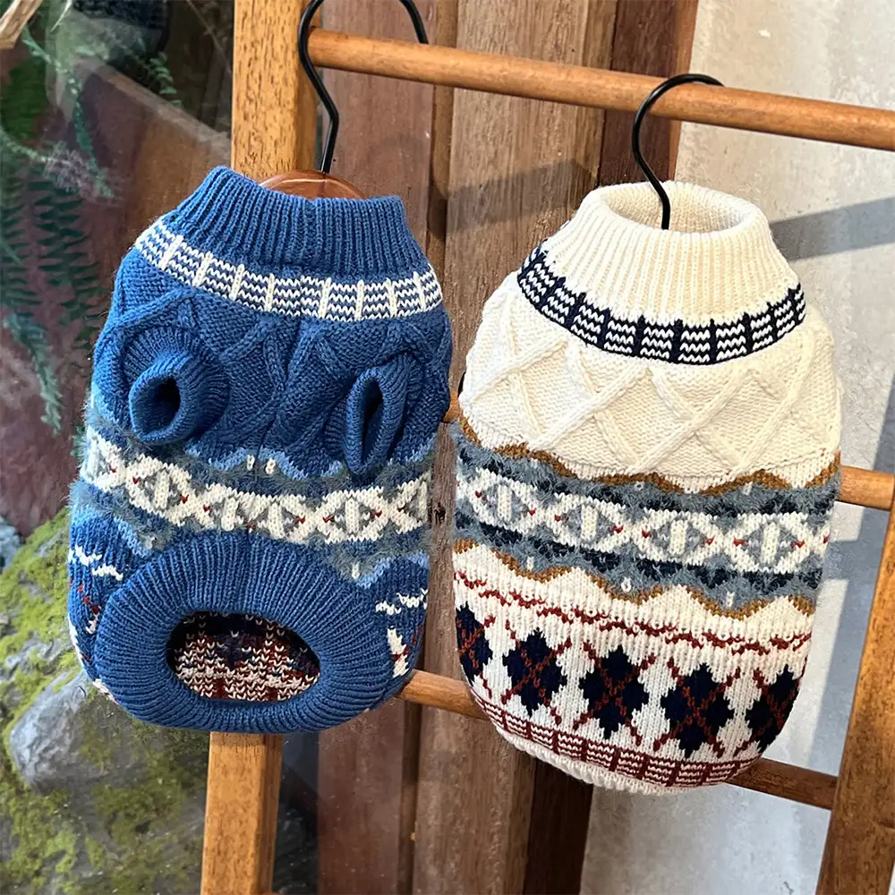 Pull pour chien en diamant Fair Isle tricoté - Image 6