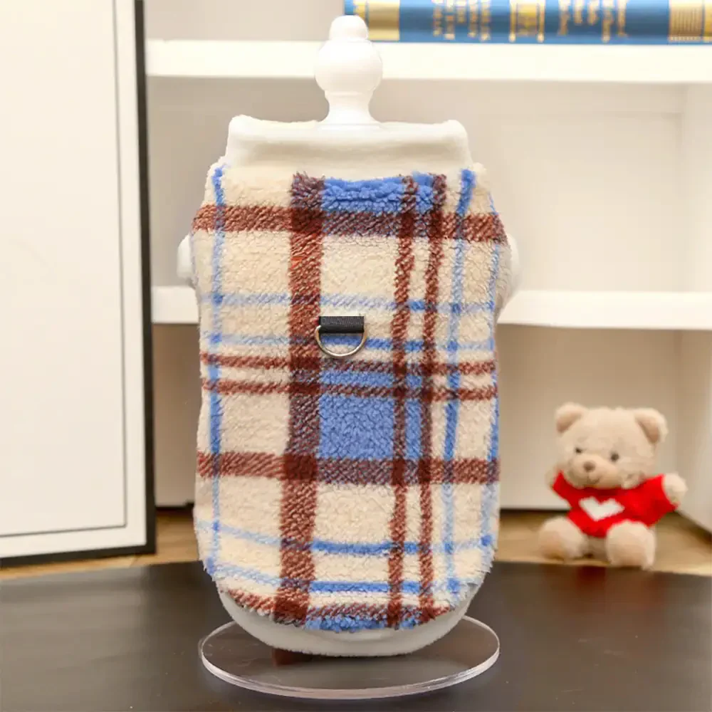 Pull pour chien en peluche confortable et chaud à carreaux, adapté à toutes les races de chiens. - Image 11