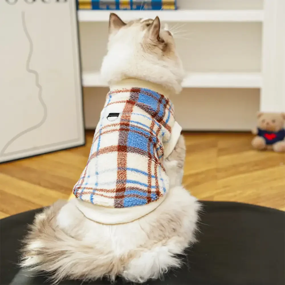 Pull pour chien en peluche confortable et chaud à carreaux, adapté à toutes les races de chiens. - Image 13
