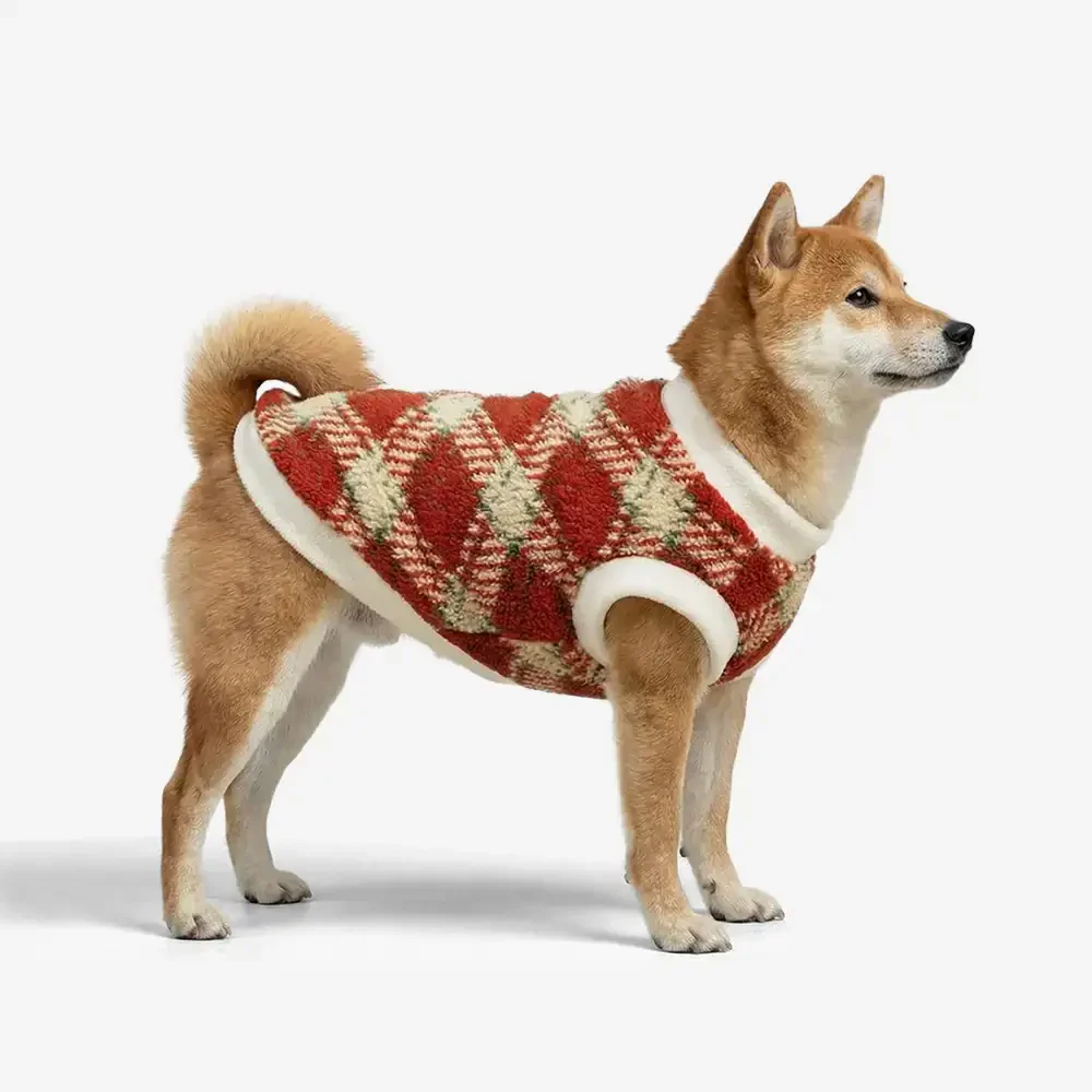 Pull pour chien en peluche confortable et chaud à carreaux, adapté à toutes les races de chiens. - Image 2